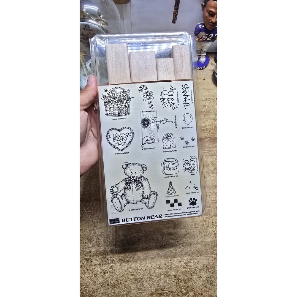 Stampin Up Button Bear set New Un mounted  rubber stamps